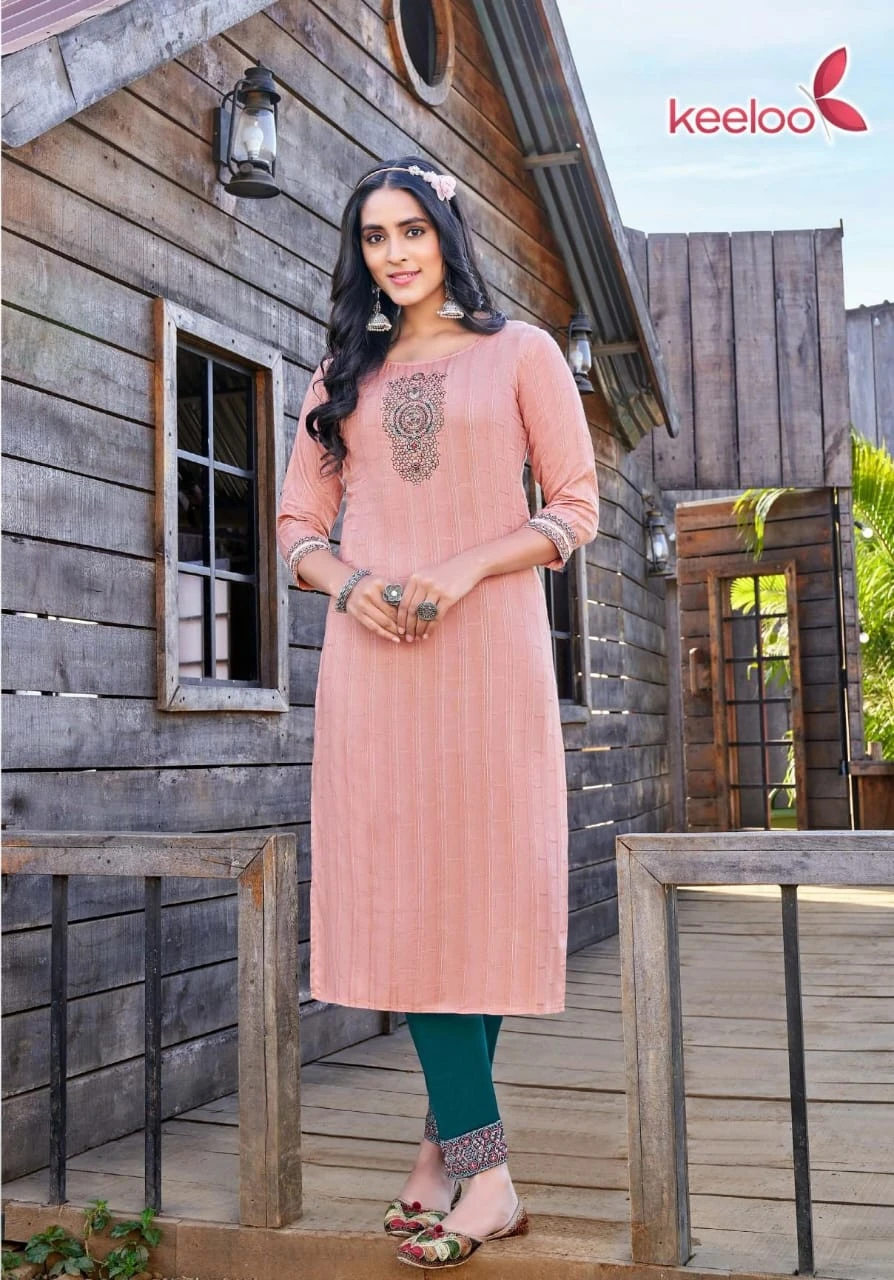 Keeloo Gulab Vol 1 Heavy Dobby Rayon Wholesale Kurti with Pant Catalog — Wholesale Kurtis, MPA wholesale from Surat - Gallery Image 6